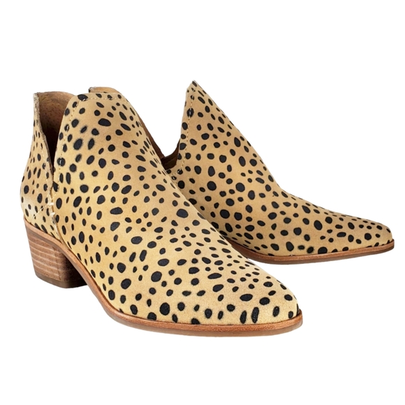 New dolce vita kasper suede leopard print slip on block heel western ankle boots - Picture 5 of 15